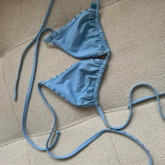 SKIMS Rhinestone Triangle bikini top iris blue size M - Picture 4 of 6